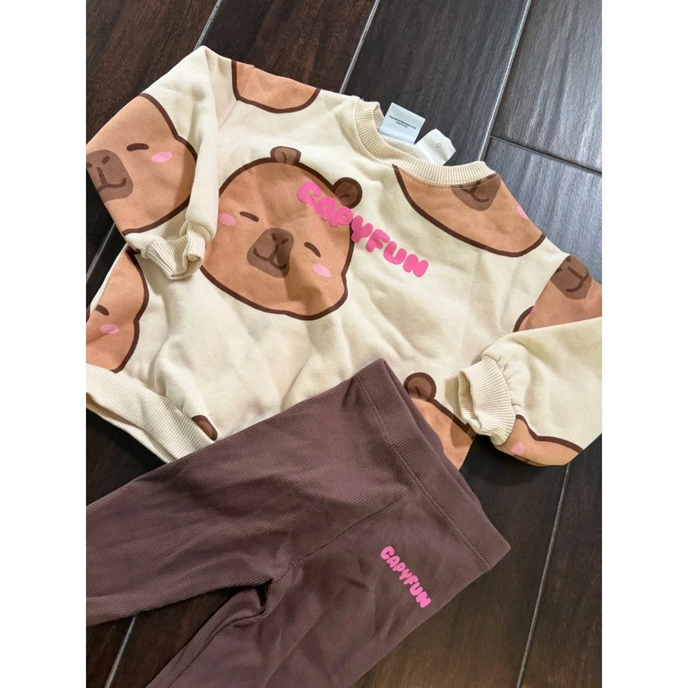 Zara Kids Capyfun Capybara Sweatshirt and Ribbed Leggings Set 2 Years 92cm